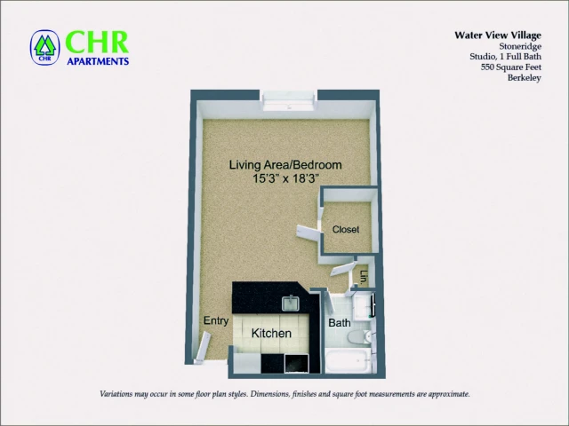 Water View Village - ที่พักนักศึกษาในฟเลมิงแฮม - Studio/1 Bath with Full Kitchen